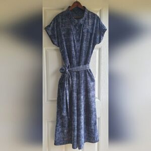 Maggy London Size 14 Blue  And White jumpsuit Tie Wrap Waist